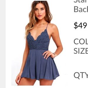 Star Spangled Ivory Backless Lace Romper